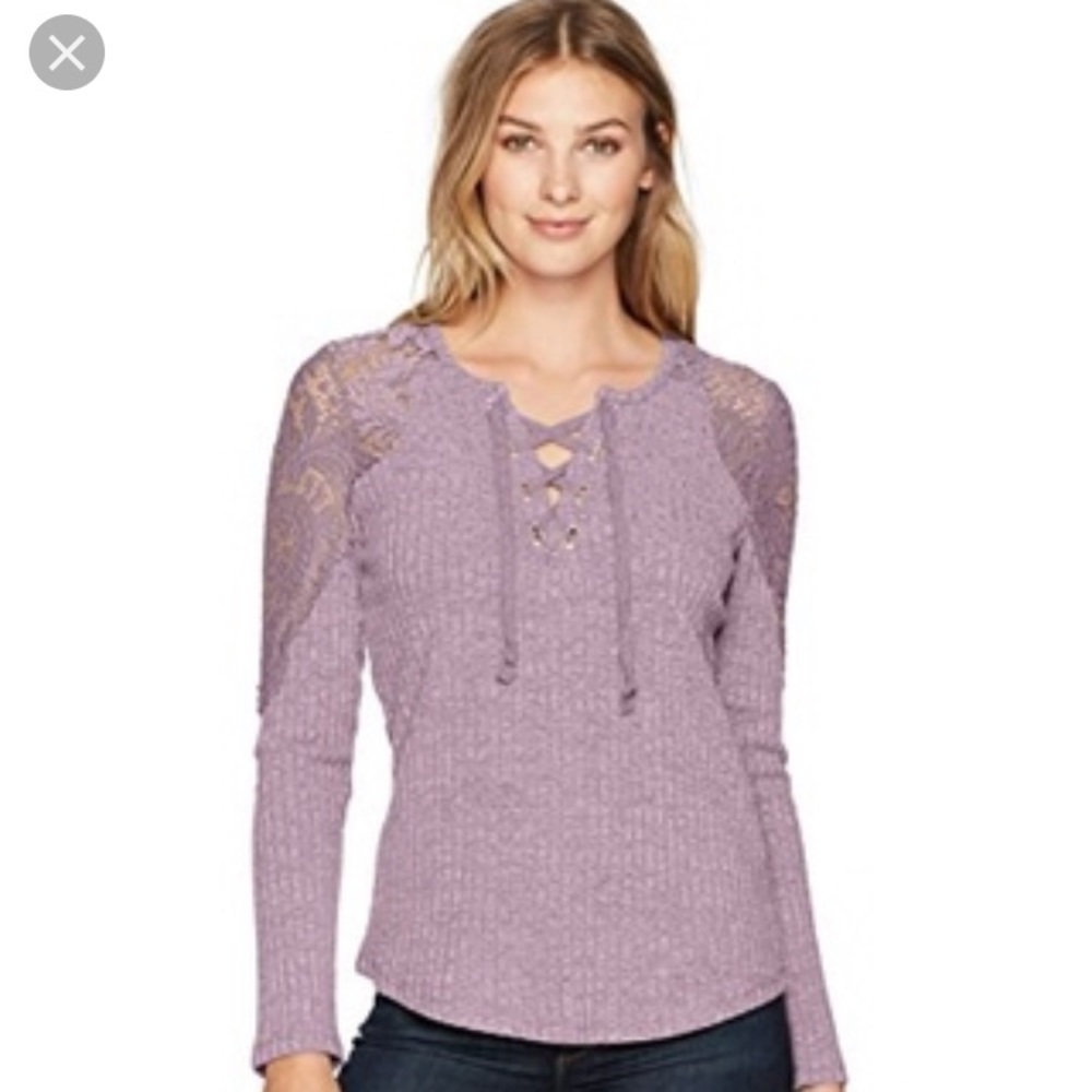 Democracy lace shoulder top